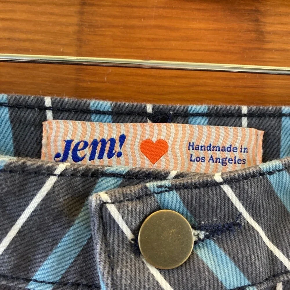 Jem! Los Angeles Black Blue Stripe Denim Utility Pants Jeans - Size 2 - 0312IG - Picture 3 of 3